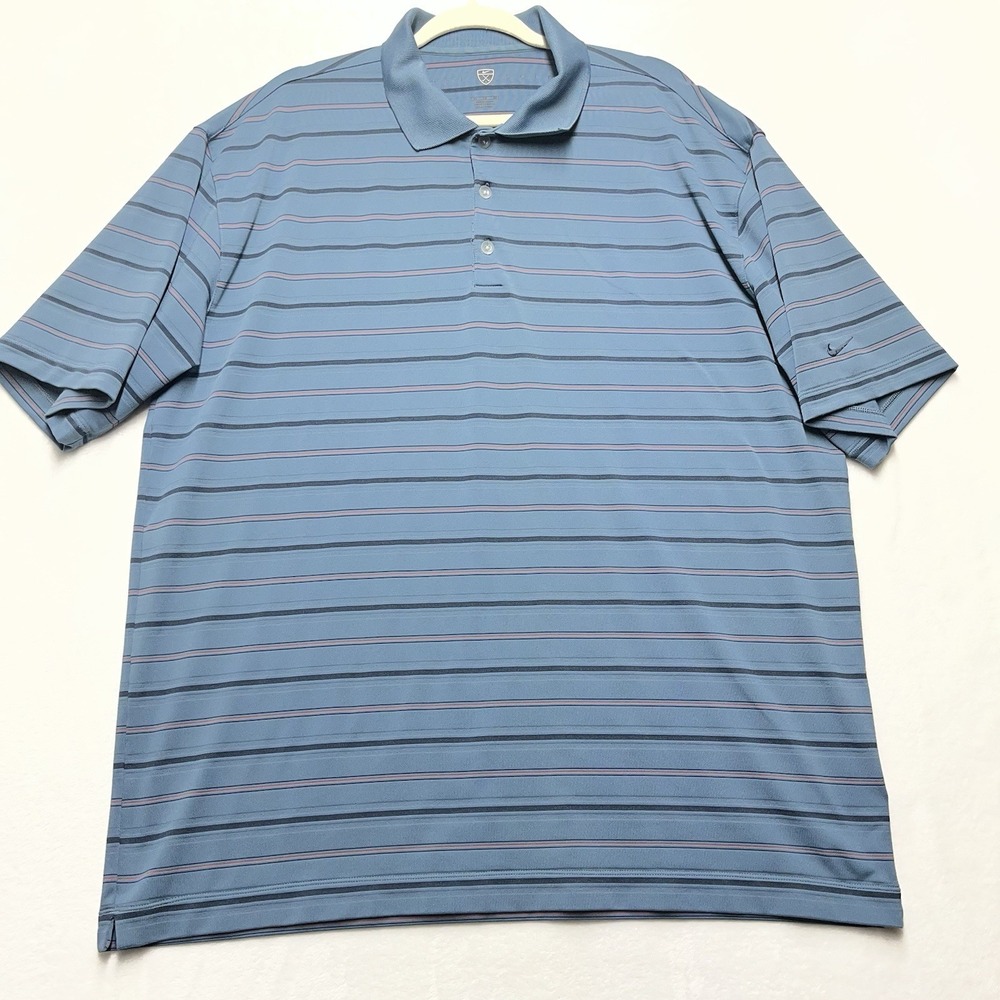 Nike Golf Polo Mens XL Striped Athletic Outdoors Preppy Athleisure Casual